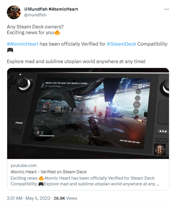 《原子之心》现已通过Steam Deck验证