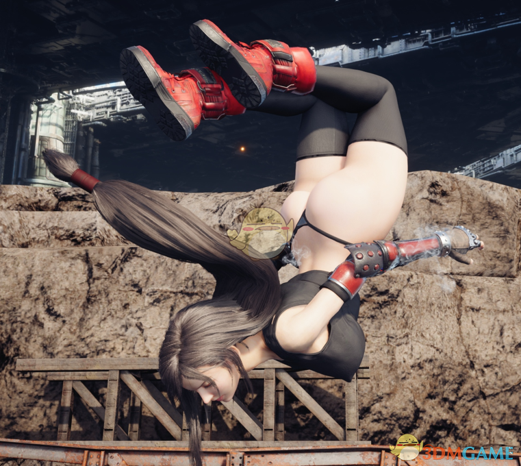 《最终幻想7：重制版》穿黑色丁字裤默认服装的蒂法MOD