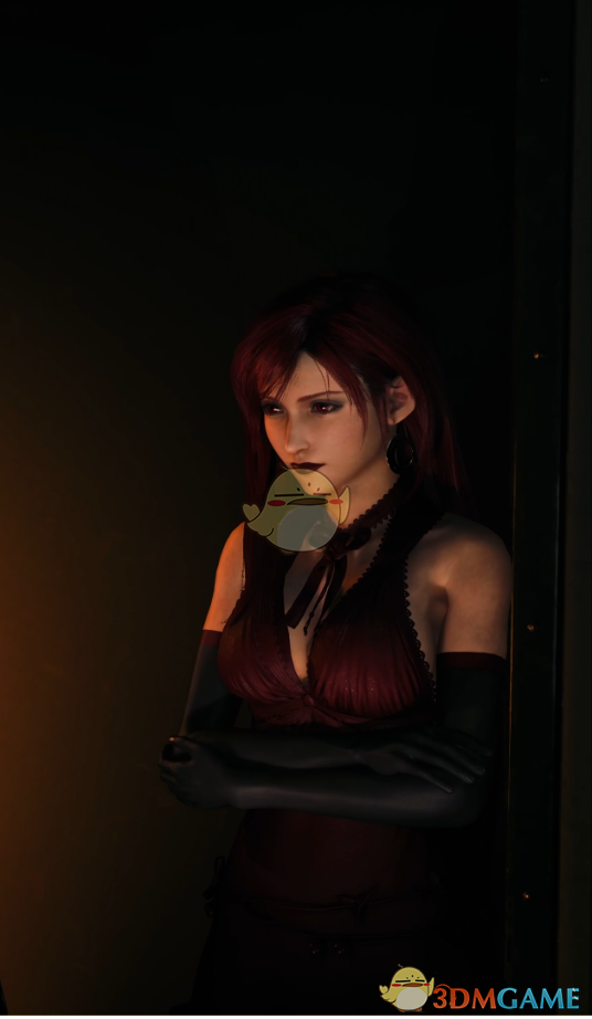 《最终幻想7：重制版》穿暗红连衣服的暗黑红发蒂法MOD