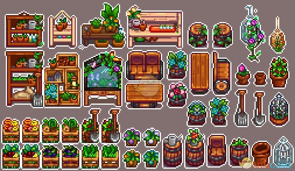 《星露谷物语》Himetarts and Wildflour的温室家具MOD