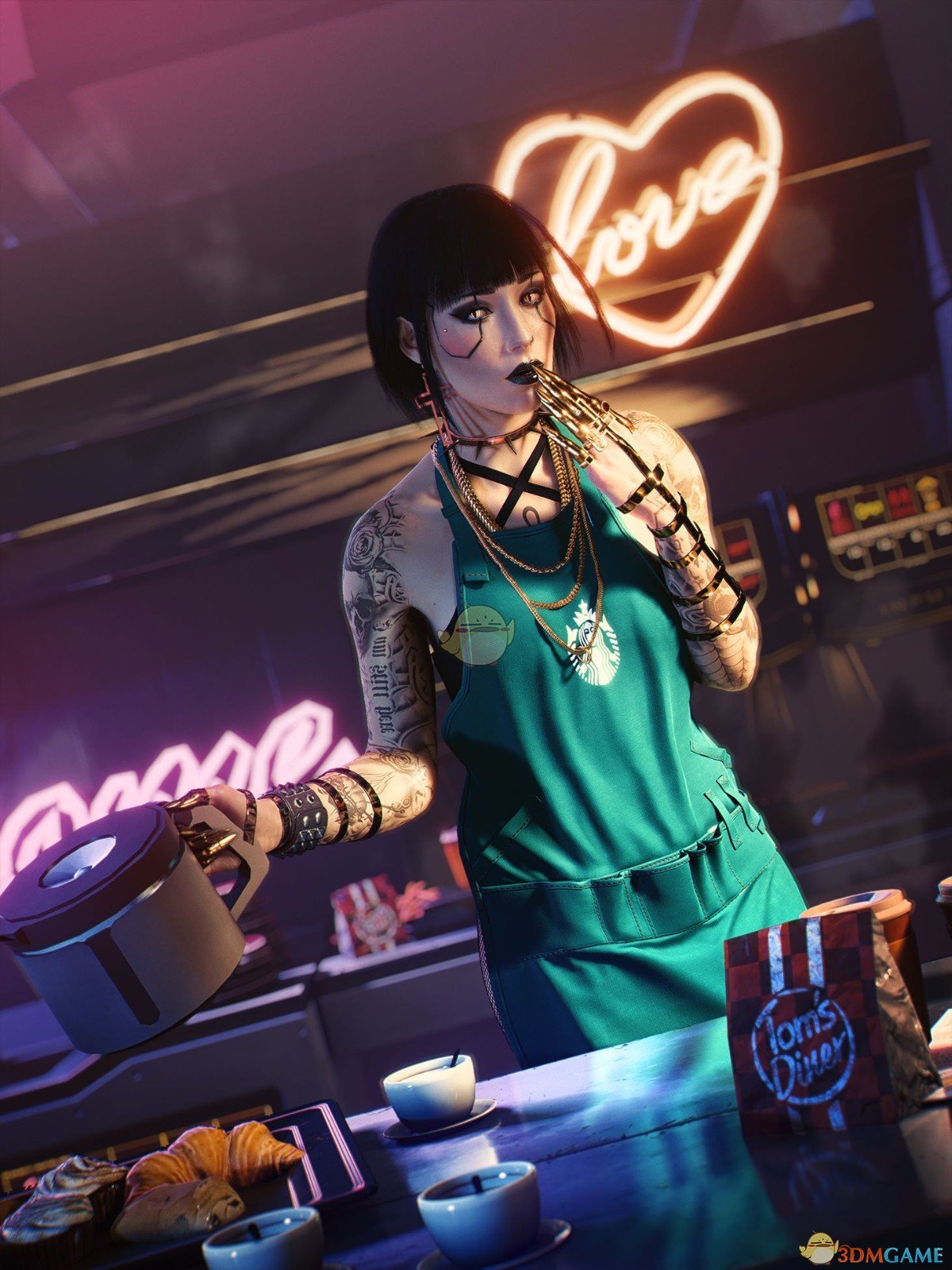 《赛博朋克2077》星巴克女式围裙MOD