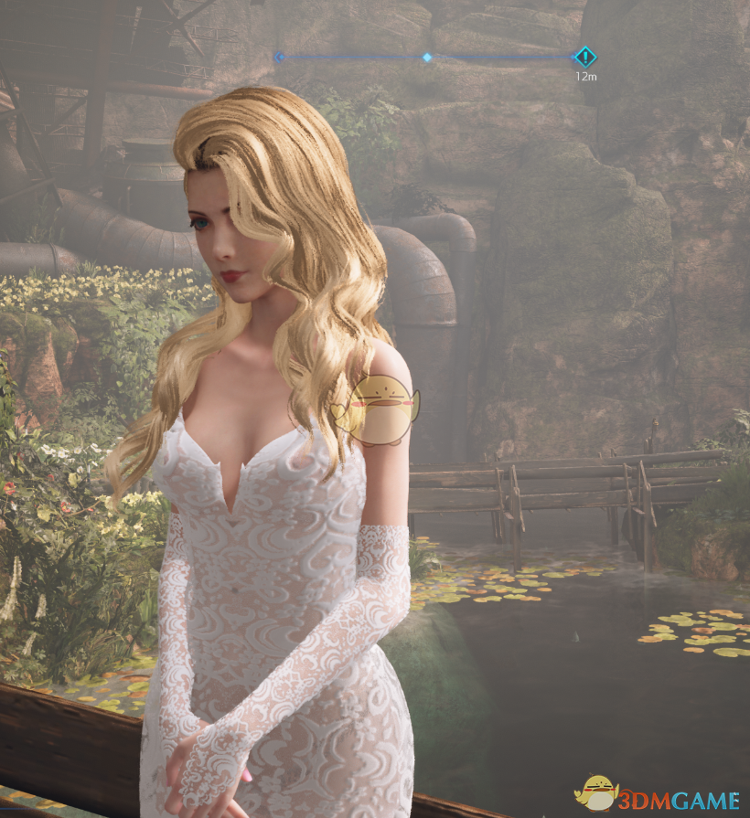 《最终幻想7：重制版》穿白色无袖婚纱短裙的黑丝袜爱丽丝MOD