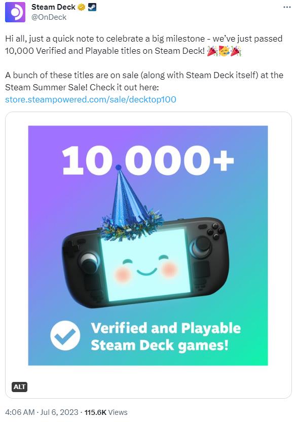 V社：Steam Deck“完全验证”和“可游玩”游戏破万