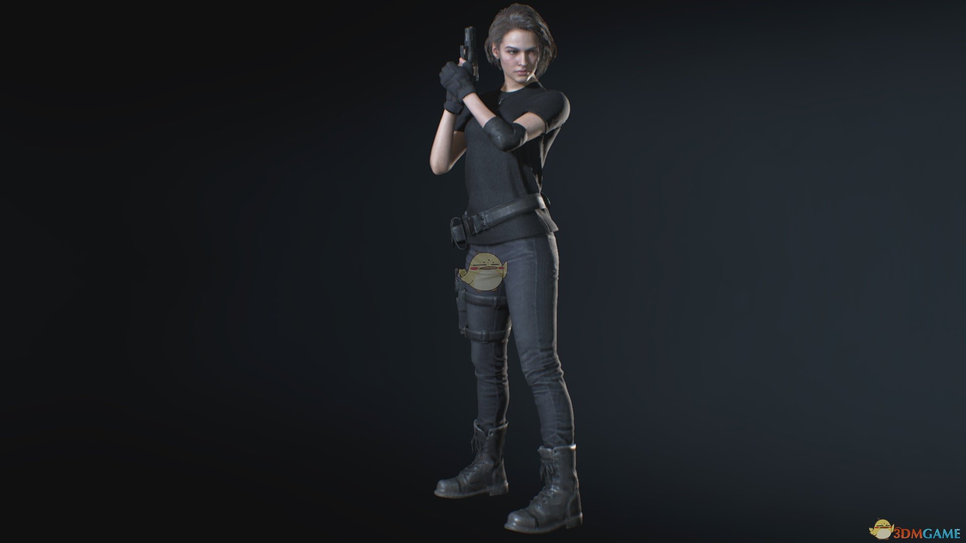 《生化危机3：重制版》吉尔休闲黑色T恤带手套MOD