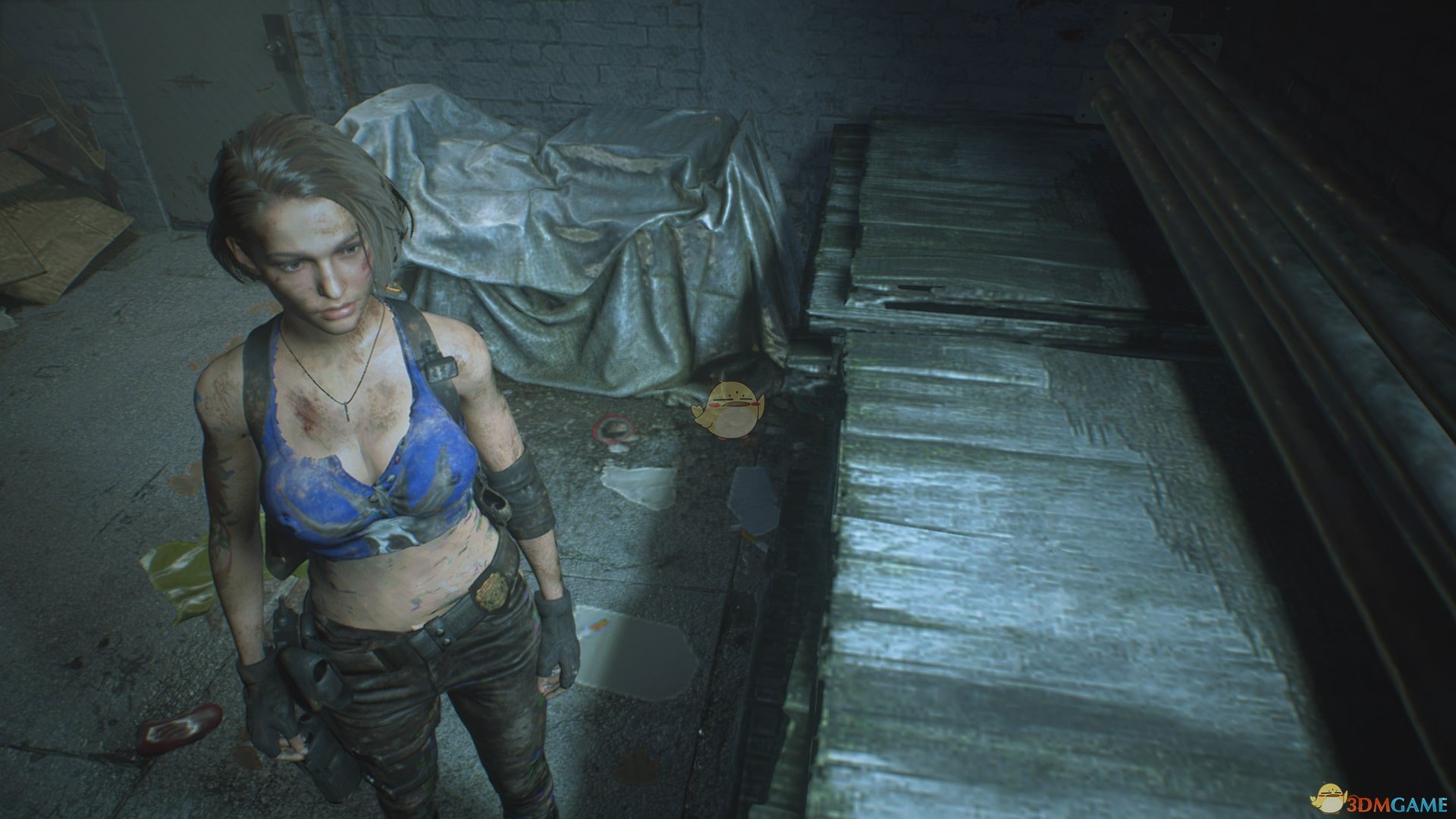 《生化危机3：重制版》吉尔默认搭配半衬衫污渍版MOD