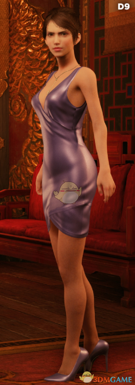 《最终幻想7：重制版》梅红唇黑色眼影的粉紫色礼裙npc杰西MOD