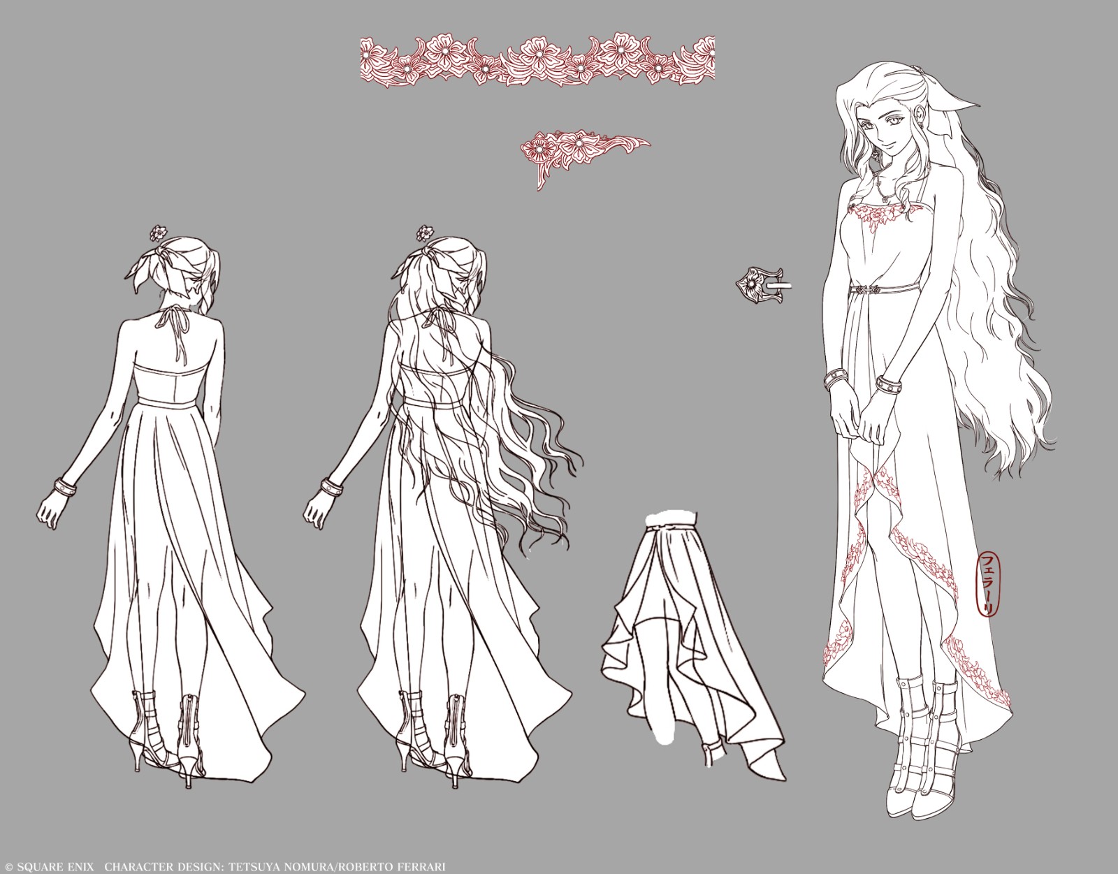 《最终幻想7：重制版》爱丽丝裙装礼服设计图 很漂亮