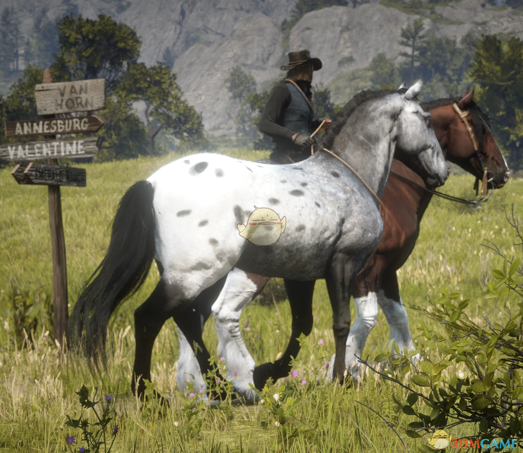 《荒野大镖客2》白底黑斑的佩尔什马MOD