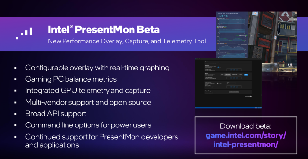 英特尔推出“PresentMon Beta”工具帮助用户量化电脑性能