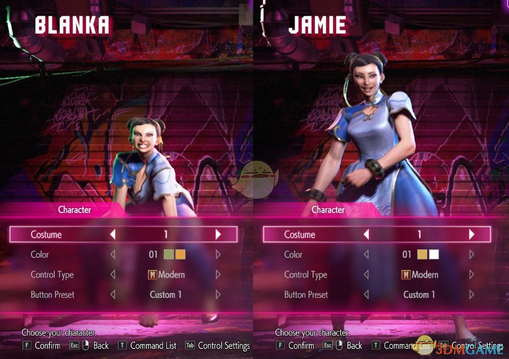 《街头霸王6》春丽默认1替换布兰肯和杰米默认1MOD