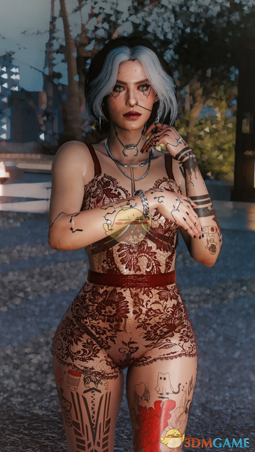 《赛博朋克2077》穿性感红色蕾丝内衣的V MOD