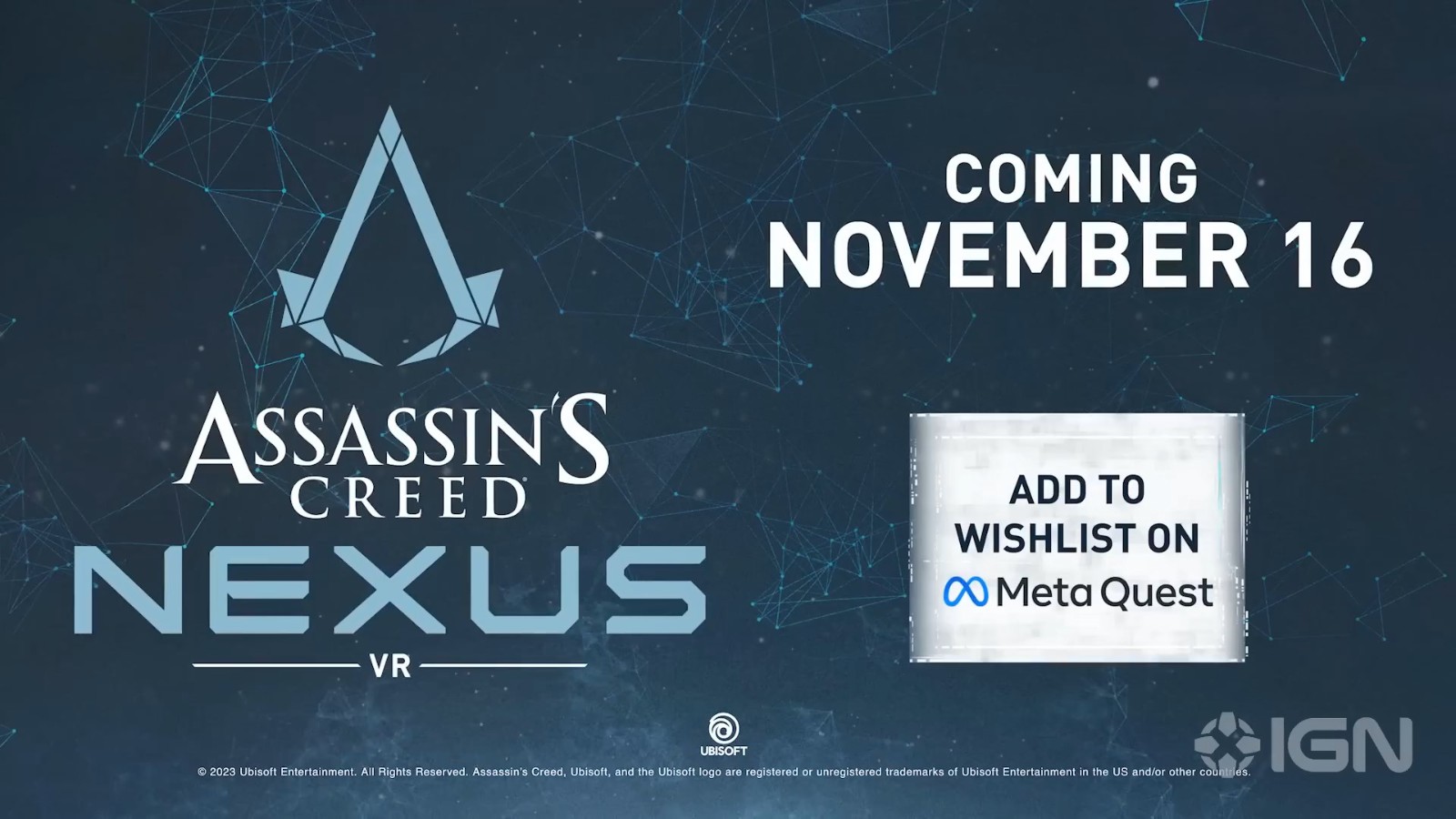 《刺客信条：Nexus VR》宣布11月16日发售 三位主角可玩