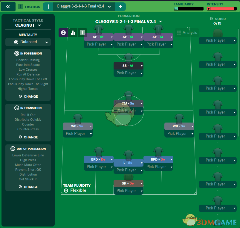 《足球经理2023》Claggys 3-2-1-1-3战术MOD