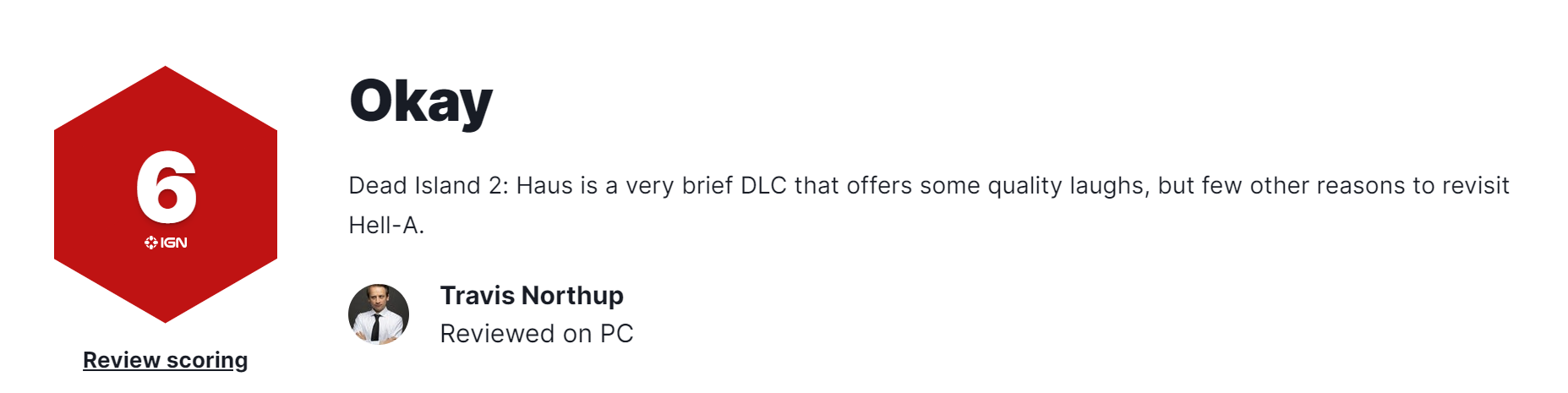 《死亡岛2 DLC》IGN 6分：内容简短、不值得入手