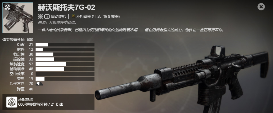 《命运2》自动步枪 赫沃斯托夫7G-02介绍及获取方法