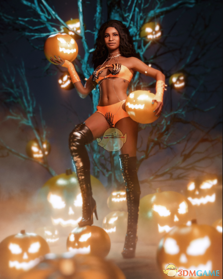 《赛博朋克2077》性感橘色大胸圆臀骨爪比基尼MOD