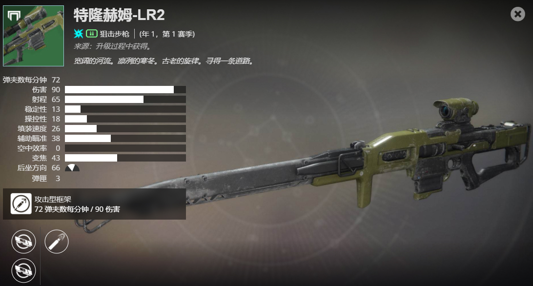 《命运2》年1，第1赛季 特隆赫姆-LR2介绍及获取方法