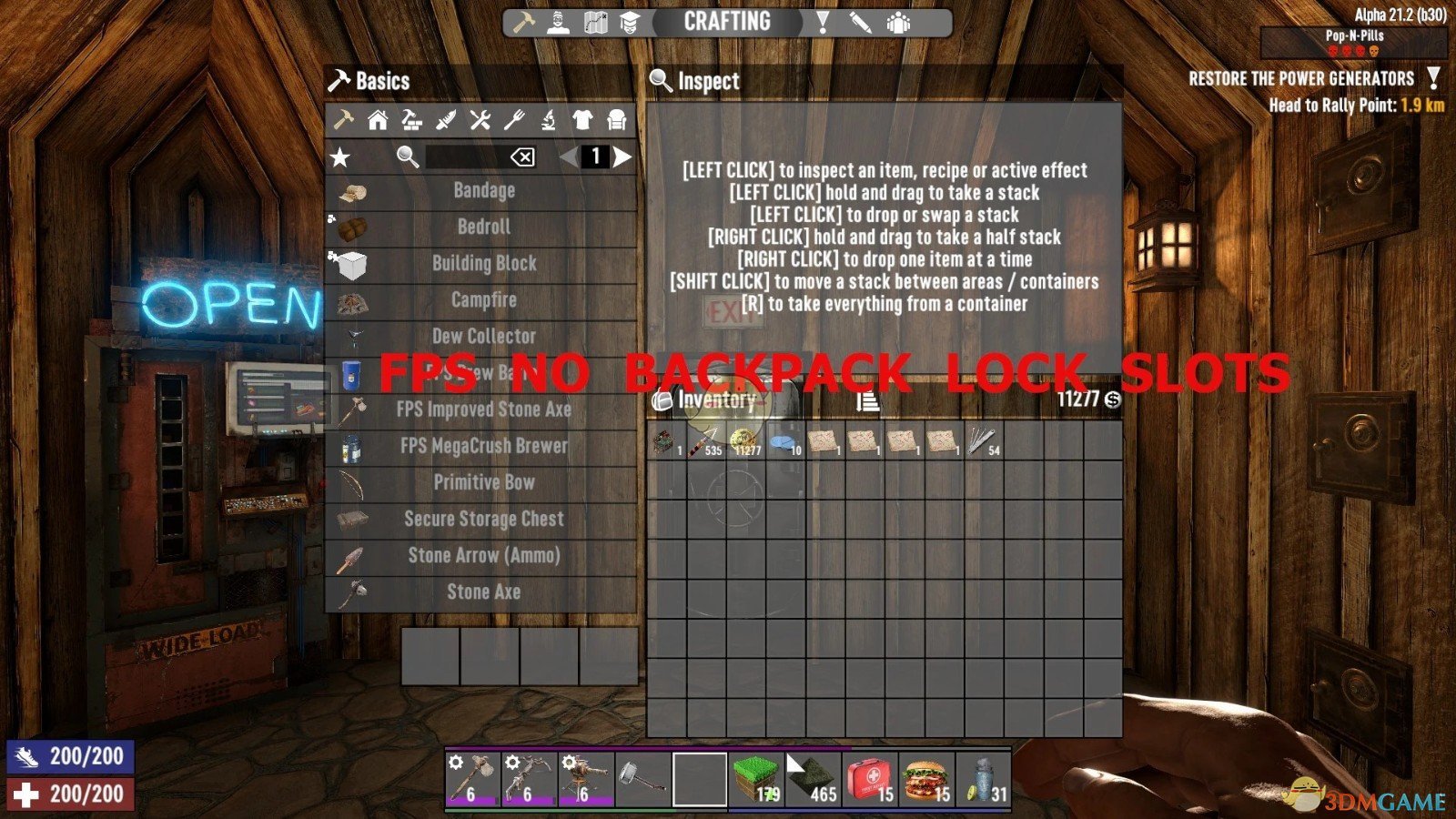 《七日杀》FPS无背包空格锁A21MOD