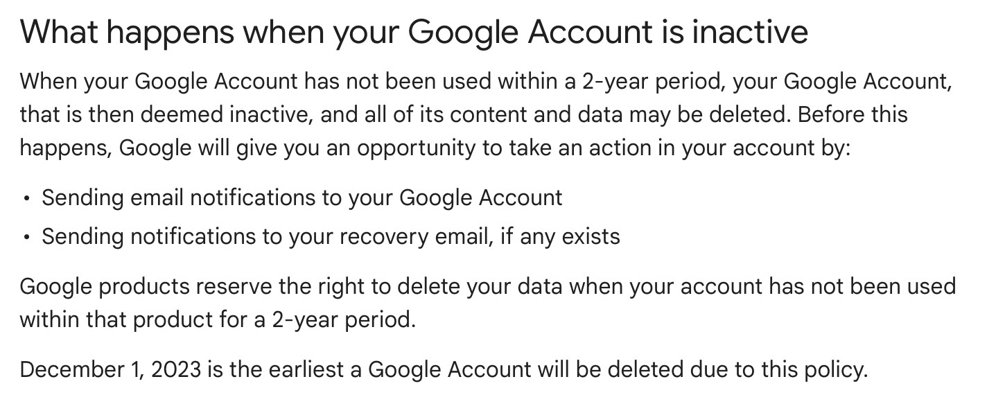 谷歌：明天起开始清理连续2年未活动的“休眠 Google 账号”