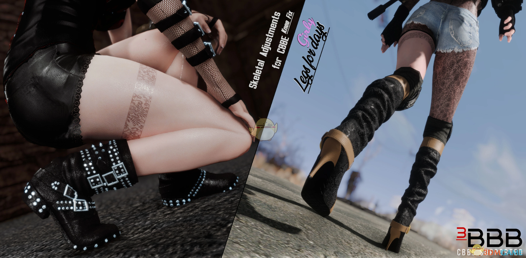 《辐射4》Skeletal Adjustments forCBBE Legs For Day MOD
