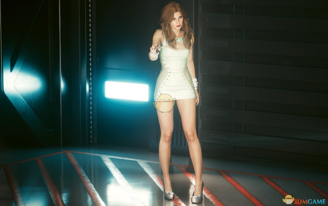 《赛博朋克2077》v1.63薄荷色迷你网纹裙MOD