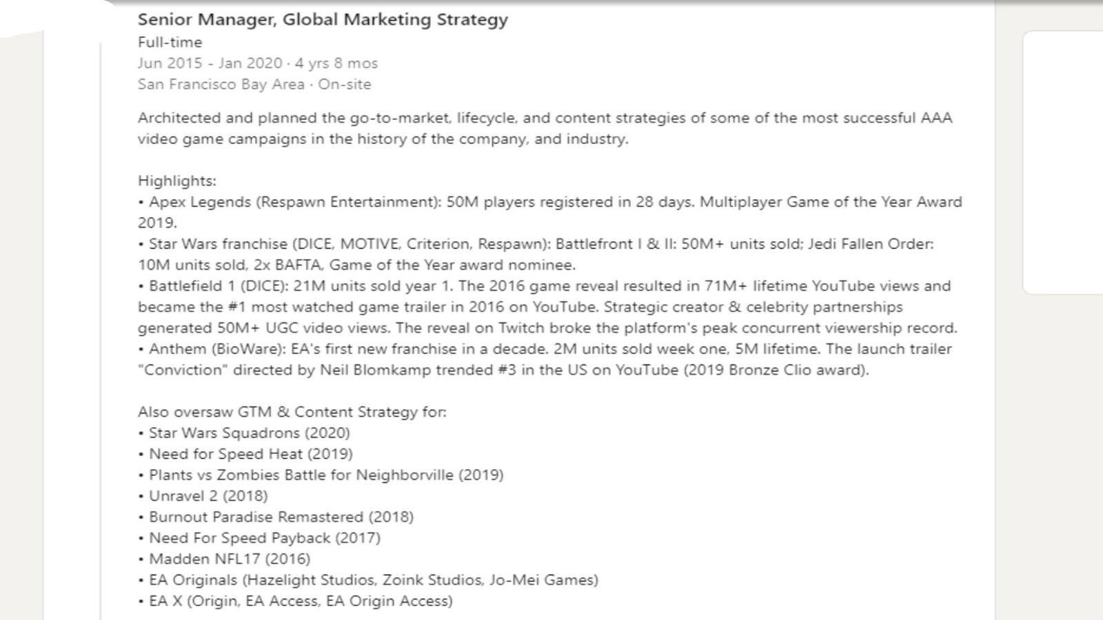 EA高管资料显示《圣歌》首周销量200万份 总销量500万份