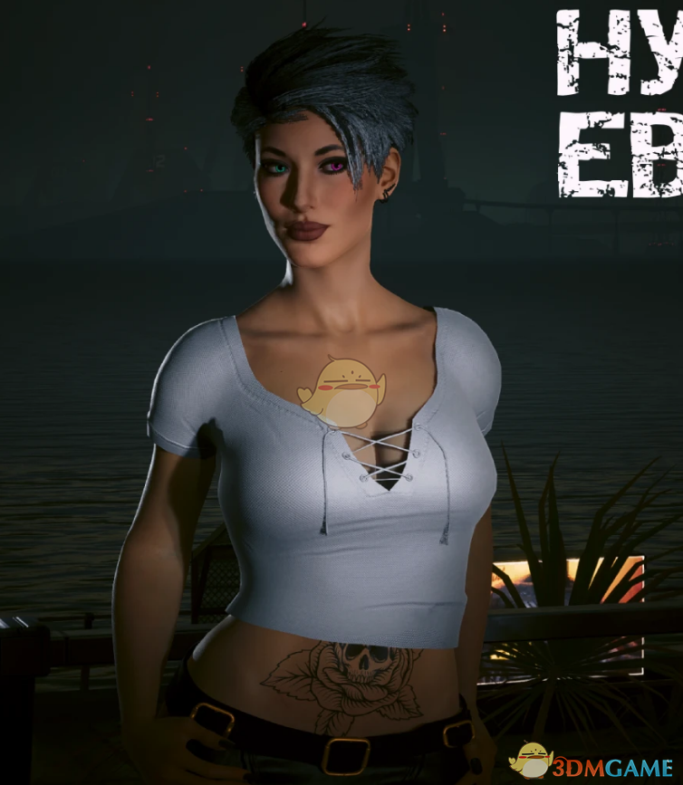 《赛博朋克2077》渐变灰色可爱短T EBBP MOD