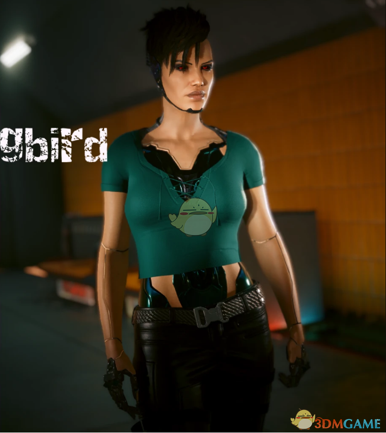 《赛博朋克2077》绿白色可爱短T EBBPRB MOD