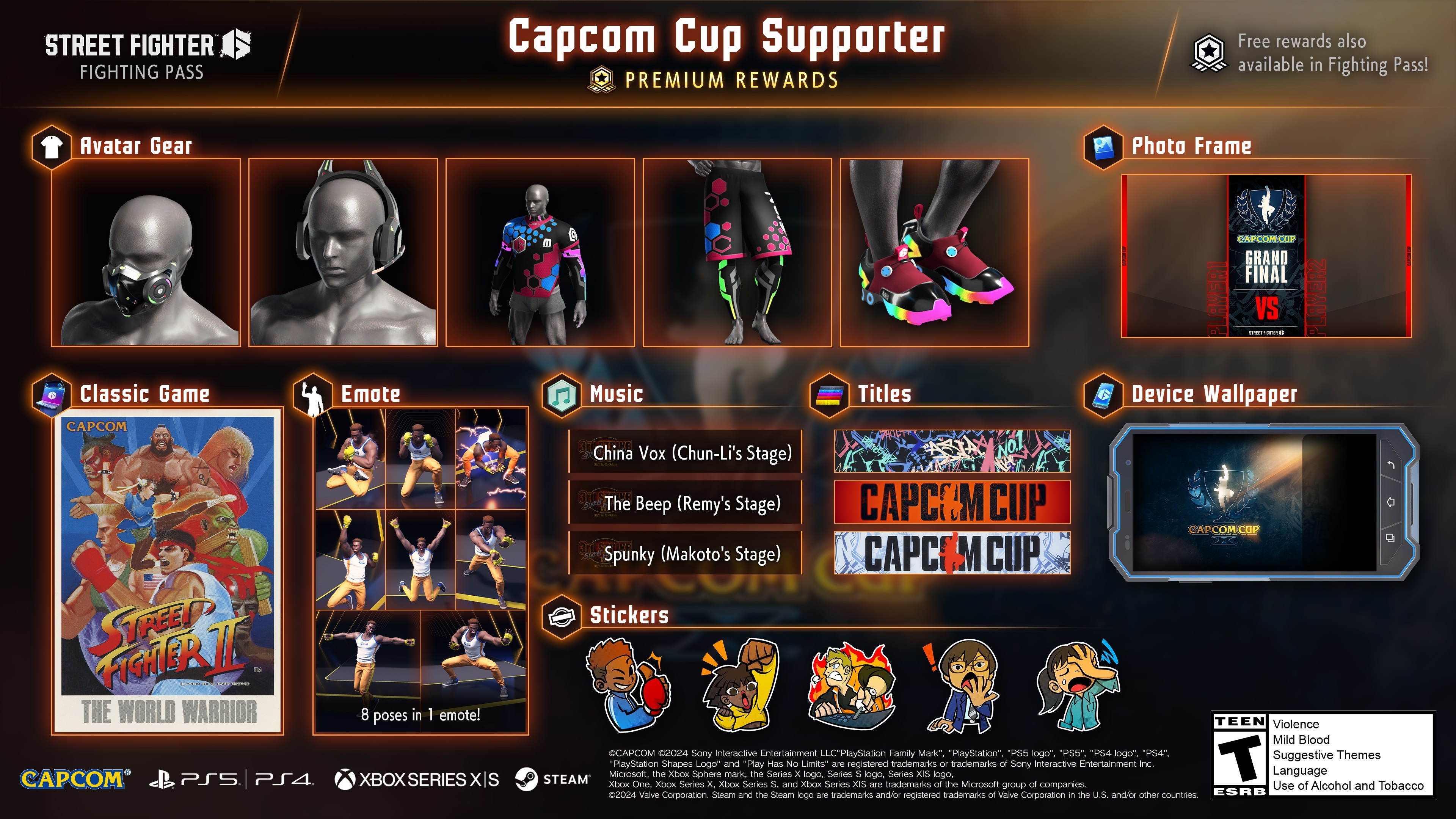 《街头霸王6》1月格斗通行证“Capcom Cup支持者”现已推出