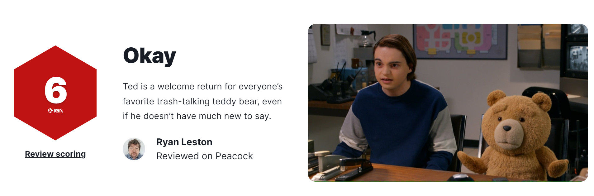 《泰迪熊》前传剧集IGN 6分 没有带来太多新意