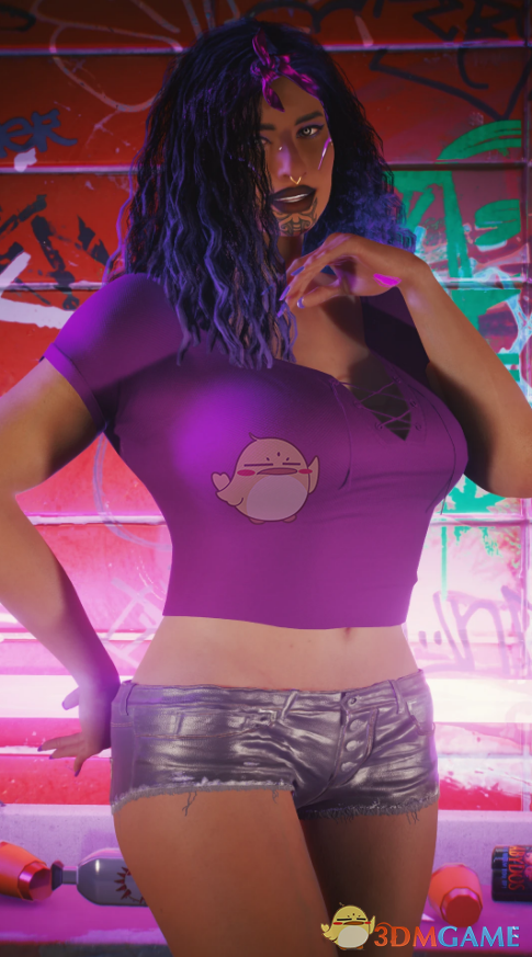 《赛博朋克2077》深紫色可爱短T Solo Ultimate MOD