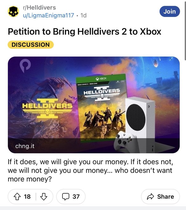粉丝请愿 希望《绝地潜兵2》登陆Xbox平台