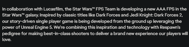 重生星战FPS：受《黑暗力量》系列启发剧情驱动