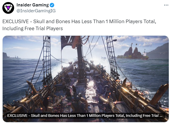 《碧海黑帆》玩家数未达到100万 育碧却似乎感到满意