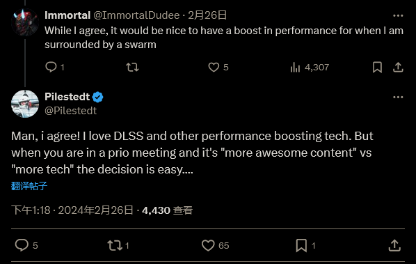 《绝地潜兵2》总监：并非不添加DLSS 目前玩法内容更重要