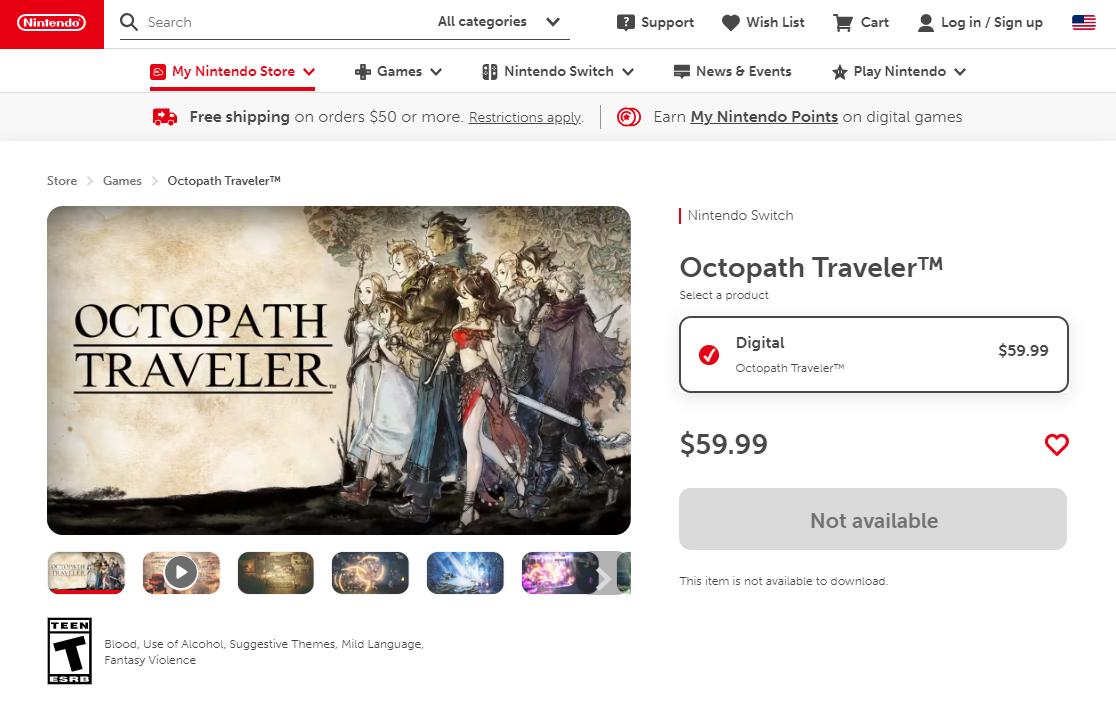 因发行商变更 《八方旅人》已暂时从任天堂eShop下架