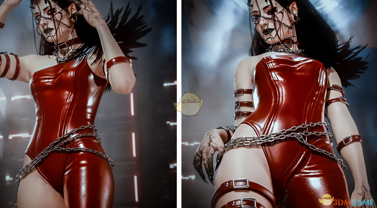 《赛博朋克2077》性感黑羽哥特全套服装MOD