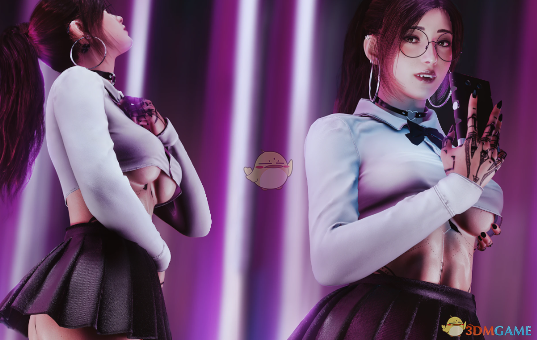 《赛博朋克2077》性感迷你裙JK制服MOD