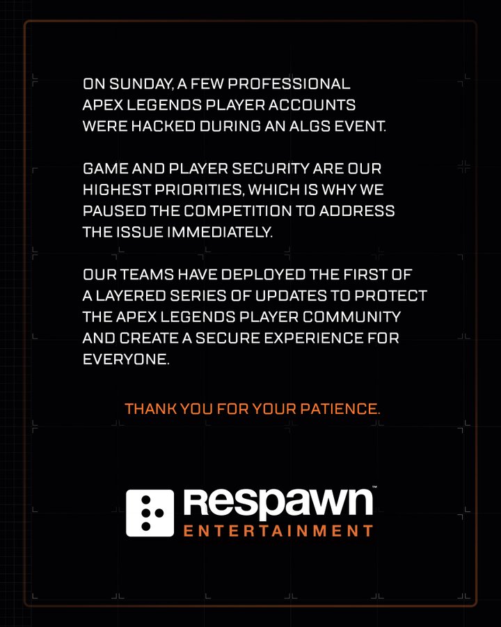 重生回应《Apex英雄》黑客事件：已推出首波安全更新
