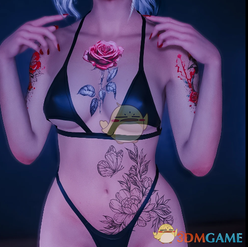 《赛博朋克2077》时尚花卉纹身MOD