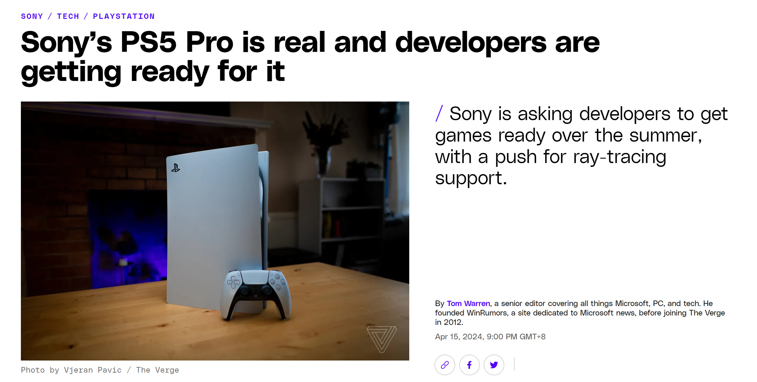 The Verge：PS5 Pro是真的 开发商正为其做好准备