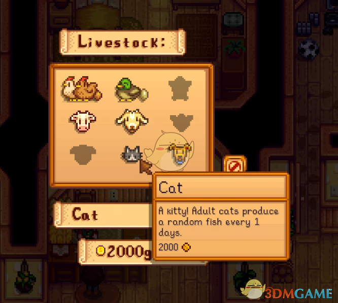 《星露谷物语》猫作为农场动物生产鱼MOD