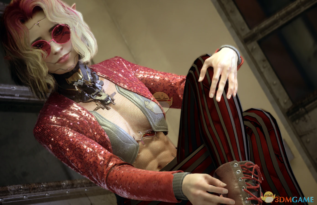 《赛博朋克2077》细条纹长裤MOD