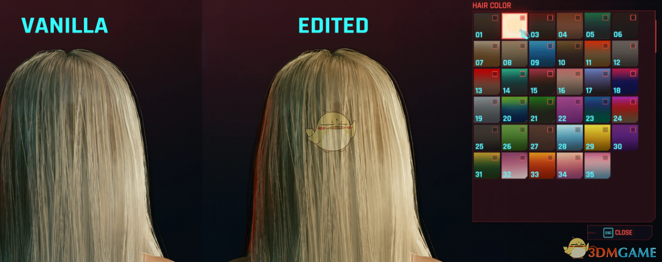 《赛博朋克2077》铂金发色更明亮的染色MOD