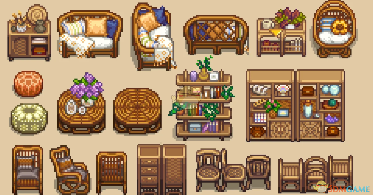 《星露谷物语》PC暖色藤制家具包MOD