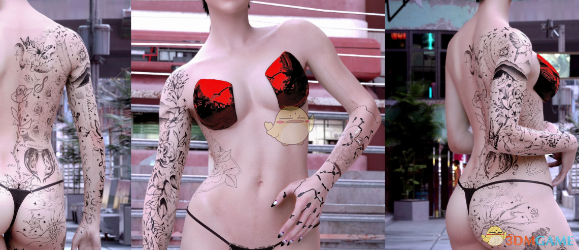 《赛博朋克2077》RJ花卉主题纹身MOD