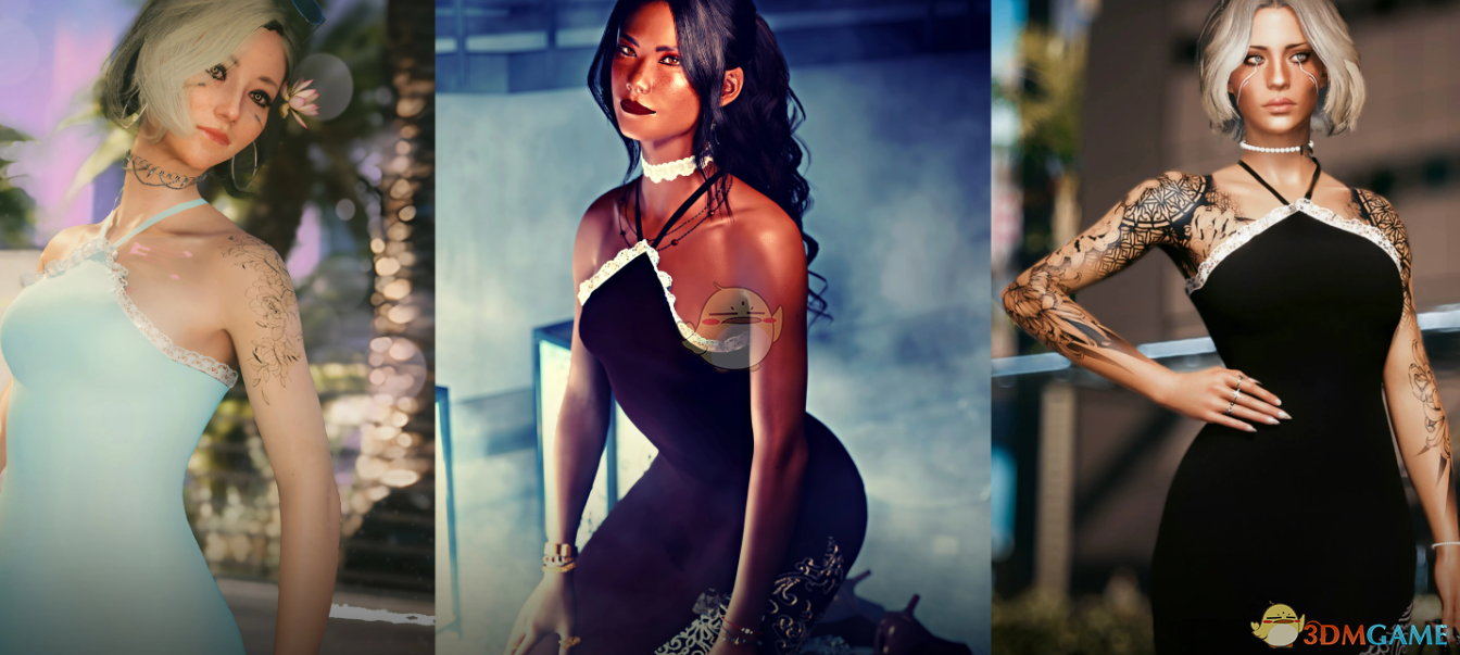 《赛博朋克2077》AXB长款蕾丝连衣裙MOD