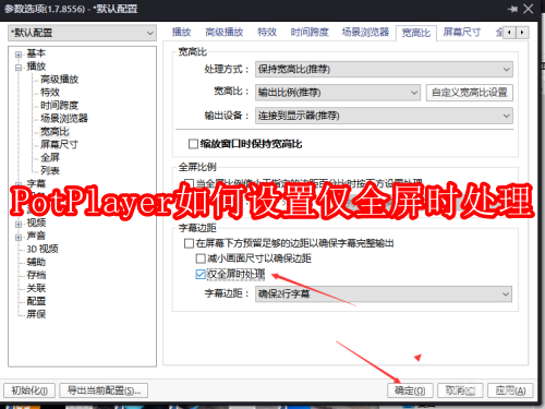 PotPlayer如何设置仅全屏时处理