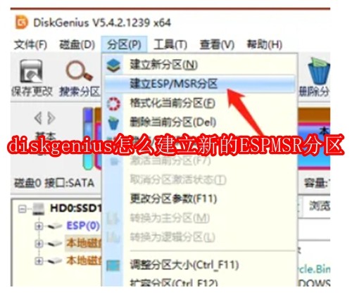 diskgenius怎么建立新的ESP、MSR分区