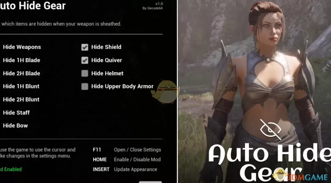 《上古卷轴4：湮灭重制版》自动隐藏装备MOD